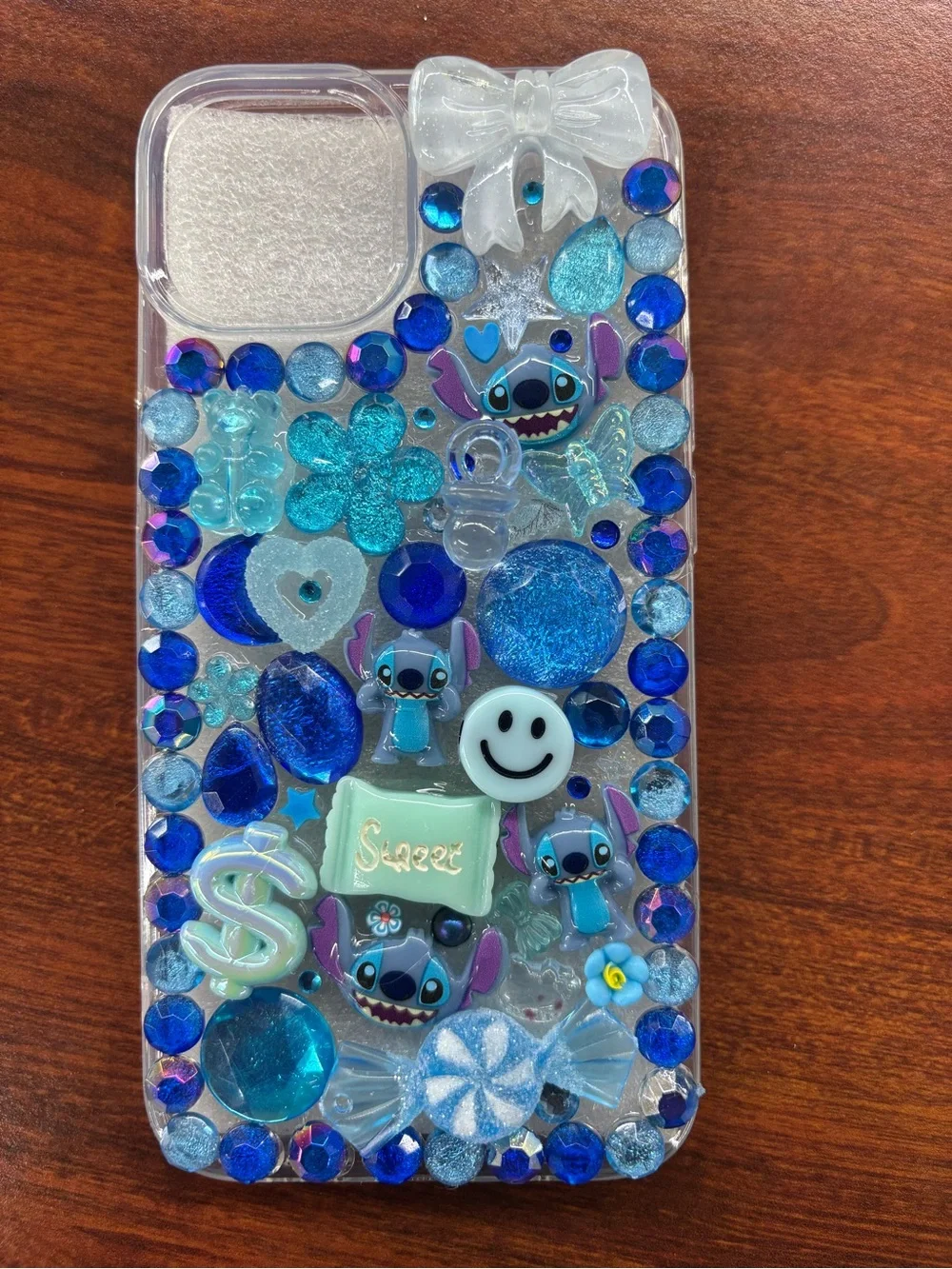 Apple Clear Phone Case with Lime Green Glitter Charms